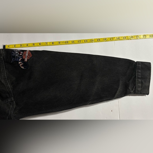 Rare VTG Levi’s Black Denim Jacket Harley-Davidson HOG Eagle Embroidered Patches - Picture 13 of 15